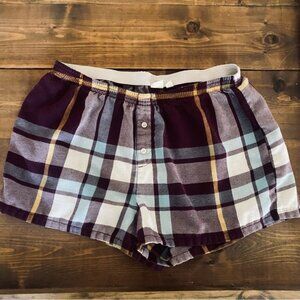 BP purple plaid sleep shorts